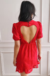 Tracy Short Red Dress w/ Heart Shaped Open Back | Boutique 1861 back on model