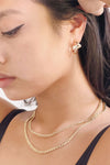 Triangulum Silver Statement Hoops w/ Organic Carvings on model