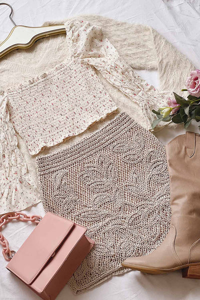 Juana Beige Crochet Short Skirt | Boutique 1861 flatlay