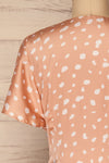 Tryphena Pink Short Sleeve Wrap Dress | La petite garçonne  back close-up