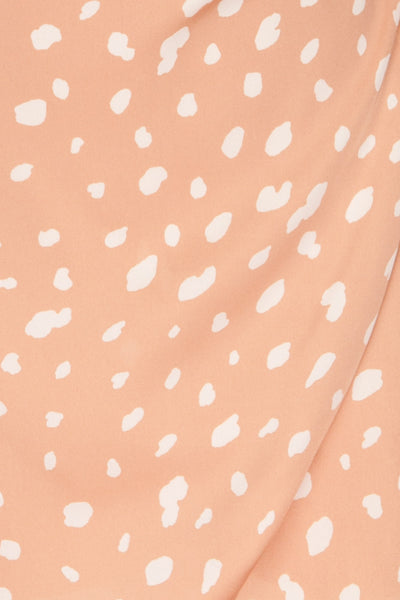 Tryphena Pink Short Sleeve Wrap Dress | La petite garçonne  fabric