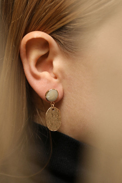 Tubastrée Golden Pendant Earrings with Pearl | La Petite Garçonne