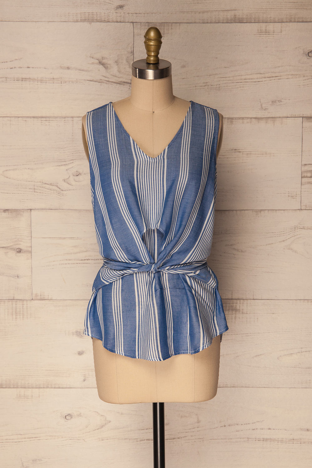 Tunga Blue & White Striped Loose Knotted Tank | La Petite Garçonne