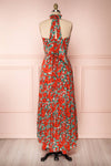 Tuvya Red Floral Halter Maxi Dress | Boutique 1861 back view