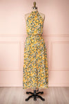 Tuvya Yellow Floral Halter Maxi Dress | Boutique 1861 front view