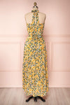 Tuvya Yellow Floral Halter Maxi Dress | Boutique 1861 back view