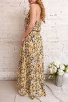 Tuvya Yellow Floral Halter Maxi Dress | Boutique 1861 on model