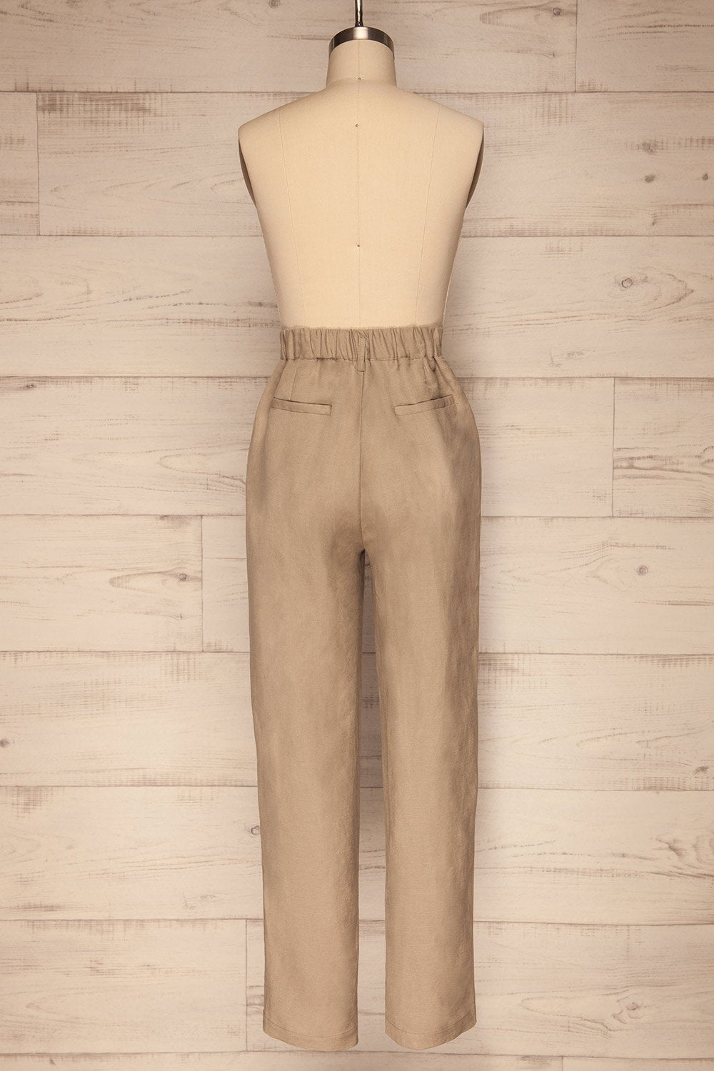 Tver Beige High-Waisted Straight Leg Pants back view | La petite garçonne