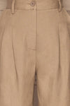 Tver Beige High-Waisted Straight Leg Pants fabric | La petite garçonne