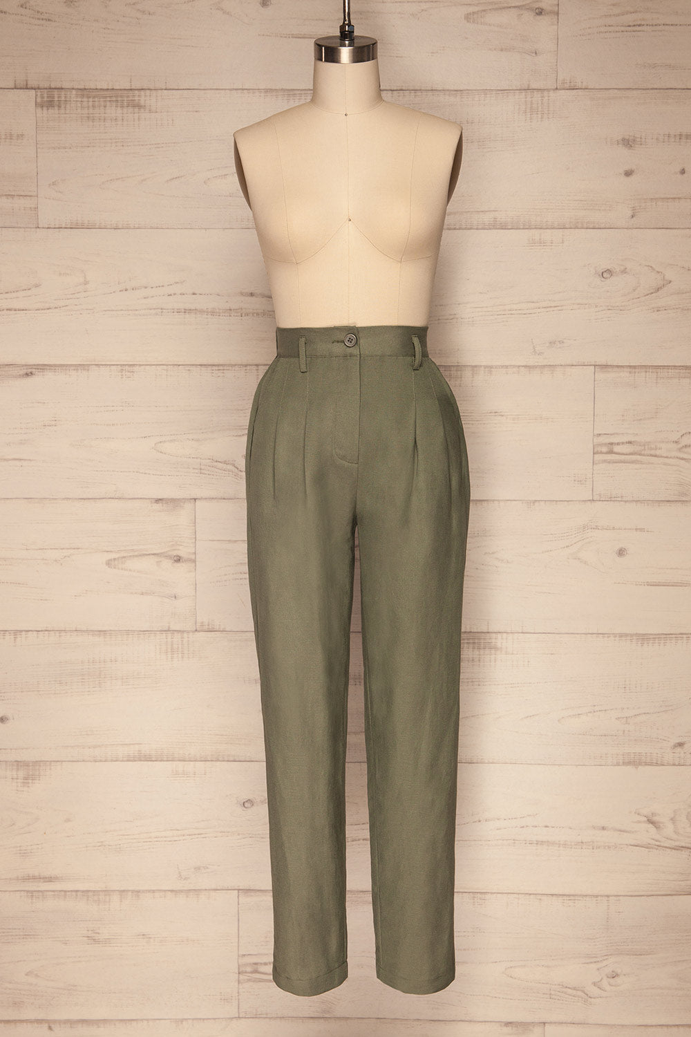 Tver Khaki High-Waisted Pants | La petite garçonne