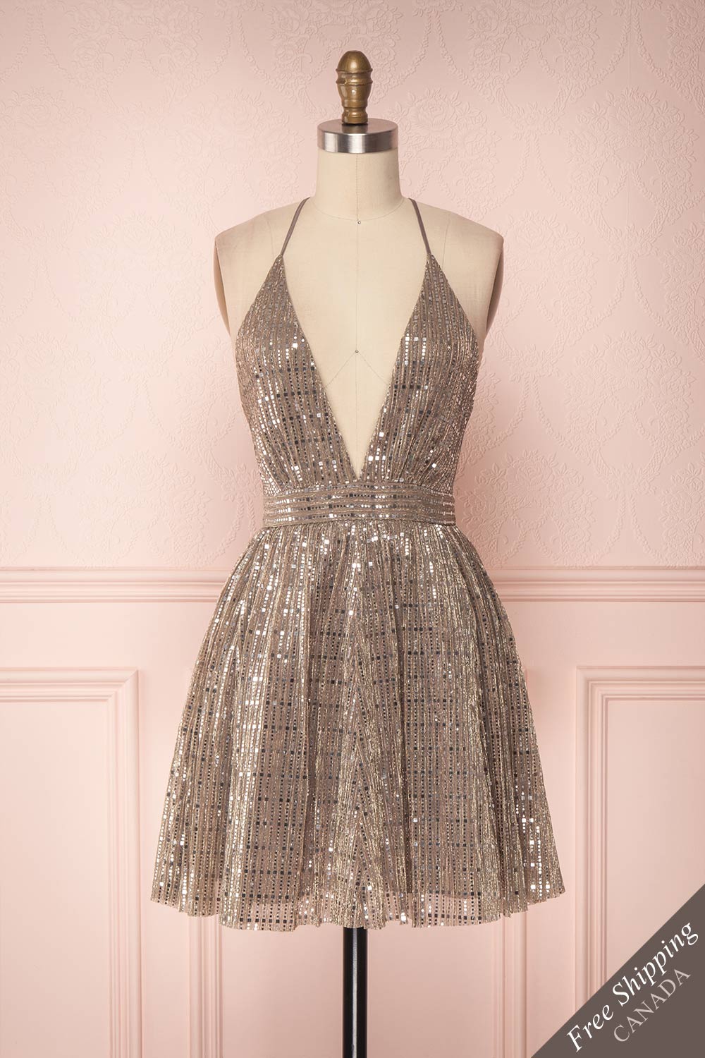 Tziona Silver & Golden Metallic Party Dress | Boutique 1861