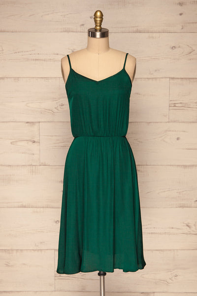 Udine Emerald Green Dress | Robe Verte front view | La Petite Garçonne