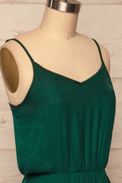 Udine Emerald Green Dress | Robe Verte side close up | La Petite Garçonne