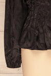 Ulm Black Pleated Puffy Sleeve Silky Top | La petite garçonne bottom