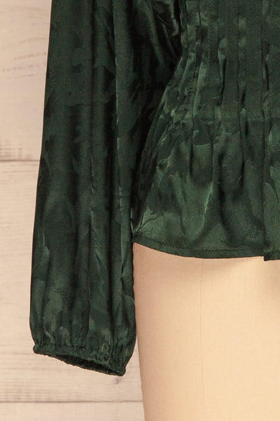 Ulm Green Pleated Puffy Sleeve Silky Top | La petite garçonne bottom