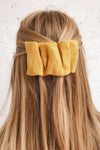 Ulmau Mustard Scrunchie Texture Hair Clip | La petite garçonne on model