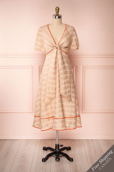 Umbragine Beige Short Sleeve Midi Dress | Boutique 1861