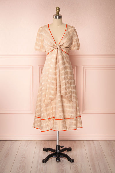 Umbragine Beige Short Sleeve Midi Dress | Boutique 1861