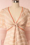Umbragine Beige Short Sleeve Midi Dress front close up | Boutique 1861