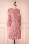 Undine Lilac Short Lace Dress w/ 3/4 Sleeves | Boutique 1861 side view