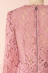 Undine Lilac Short Lace Dress w/ 3/4 Sleeves | Boutique 1861 back close-up