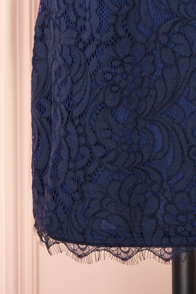 Undine Navy Short Lace Dress w/ 3/4 Sleeves | Boutique 1861 bottom