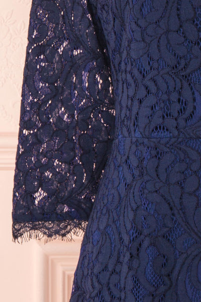 Undine Navy Short Lace Dress w/ 3/4 Sleeves | Boutique 1861 sleeve