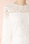 Undine White Short Lace Dress w/ 3/4 Sleeves | Boutique 1861 side close-up