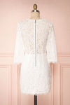 Undine White Short Lace Dress w/ 3/4 Sleeves | Boutique 1861 back view