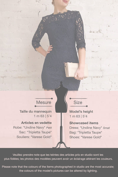 Undine Navy Short Lace Dress w/ 3/4 Sleeves | Boutique 1861 template