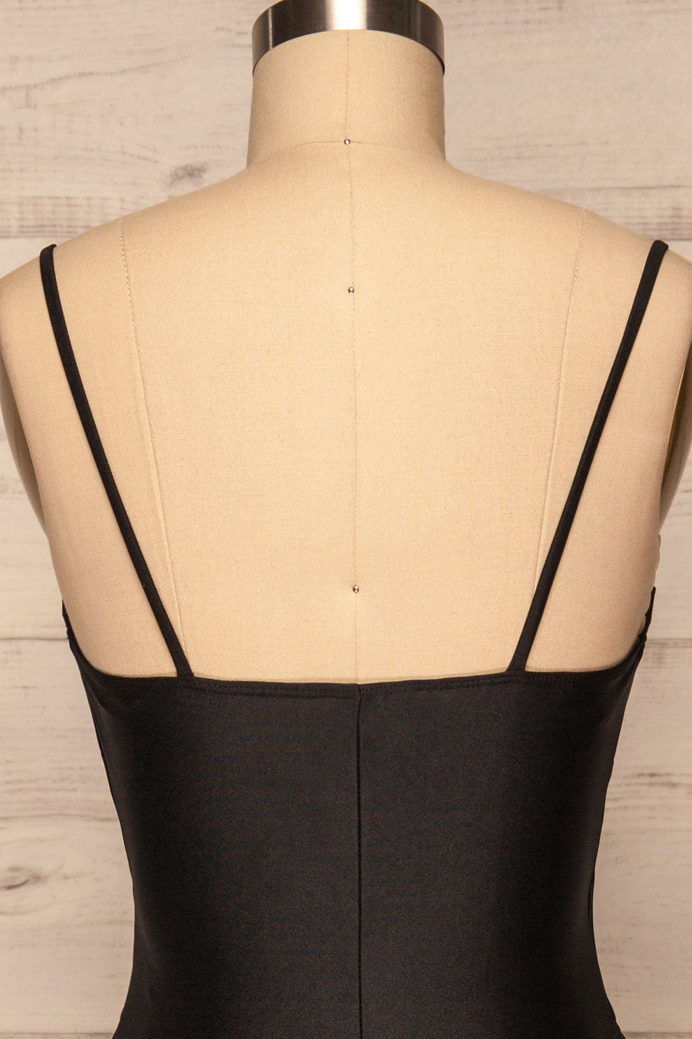 Unice Black Silky Fitted Cocktail Dress | La petite garçonne back close up