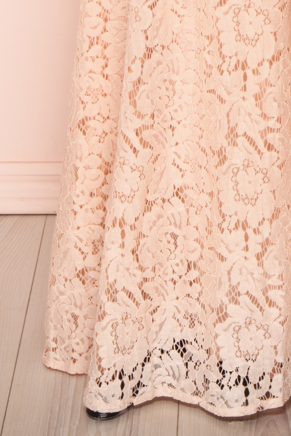 Uranie Blush Pink Lace Mermaid Gown | Boudoir 1861 bottom close-up