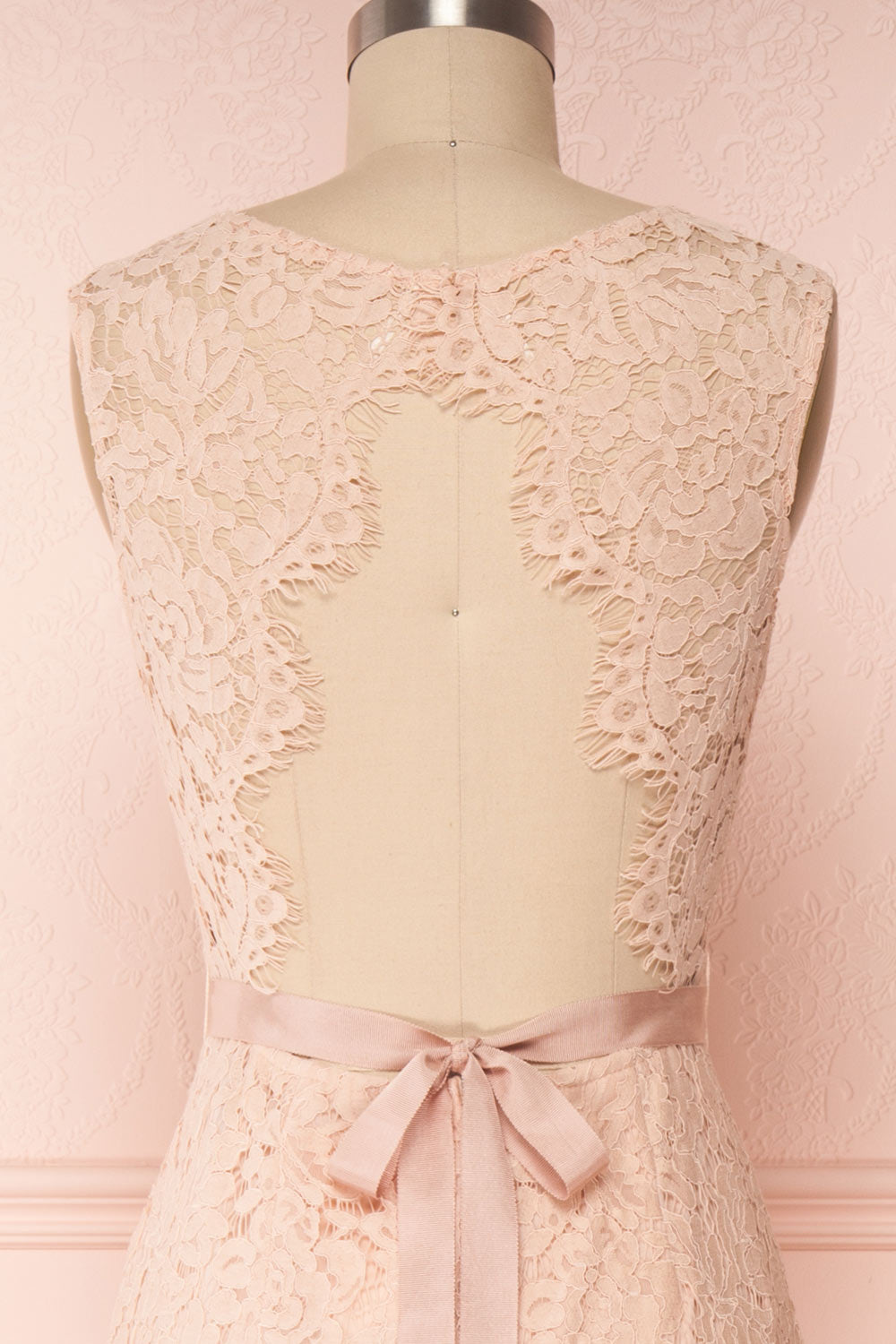 Uranie Blush Pink Lace Mermaid Gown | Boudoir 1861 back close-up