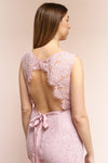 Uranie Blush Pink Lace Mermaid Gown | Boudoir 1861 on model