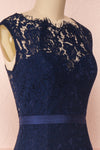 Uranie Navy Blue Lace Mermaid Gown | Boudoir 1861 side close-up