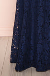 Uranie Navy Blue Lace Mermaid Gown | Boudoir 1861 bottom close-up