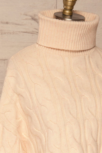 Utrepa Beige Cropped Knitted Turtleneck | La petite garçonne side close up