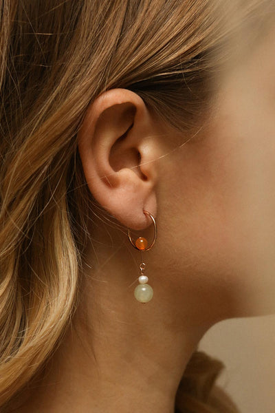 Utriculus Rose Gold Pendant Earrings with Stones | La Petite Garçonne