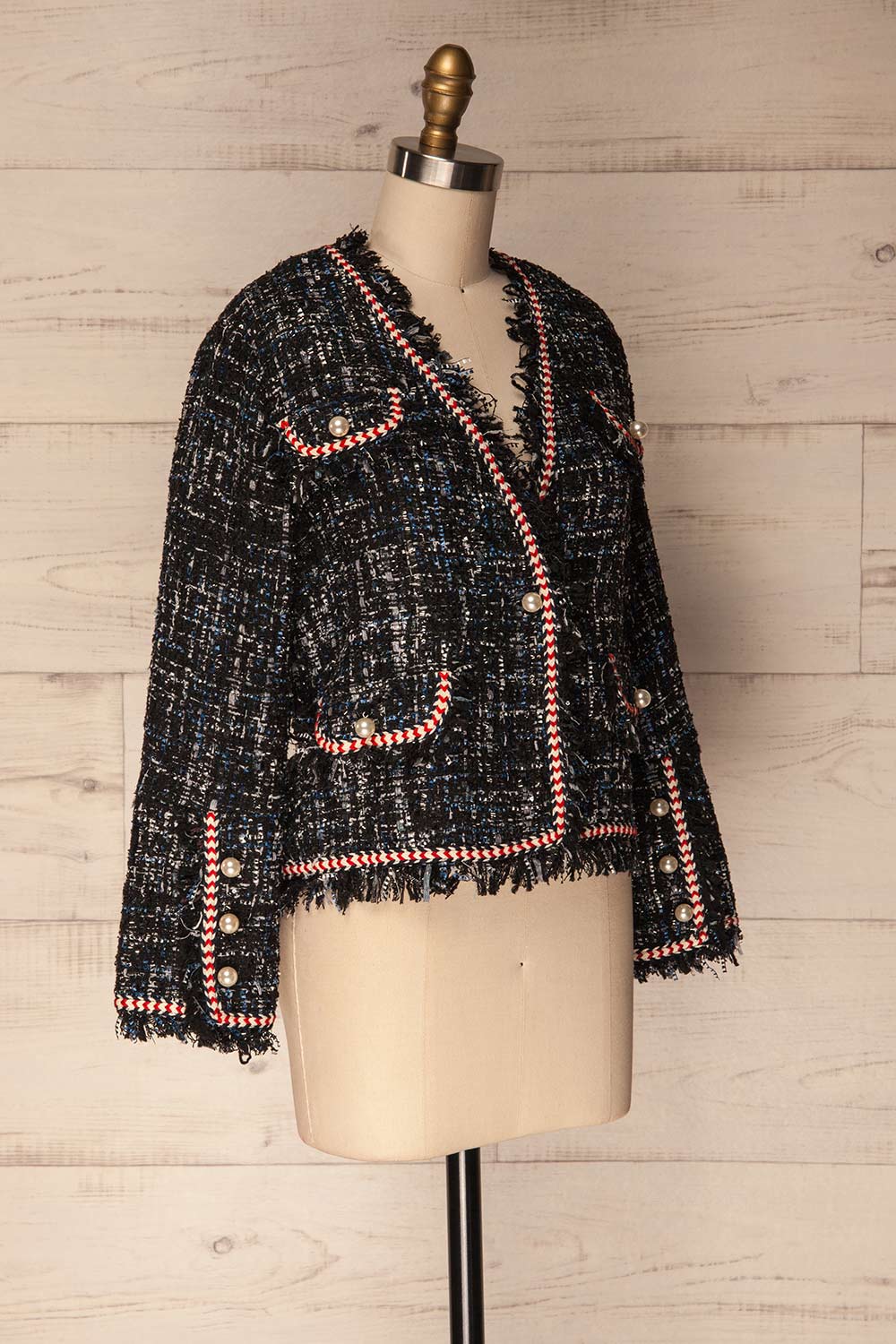 Valdrome Black Tweed Jacket with Pearls | La Petite Garçonne 6