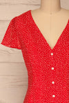 Valkyrie Red Polka Dot Short Dress | La petite garçonne  front close-up