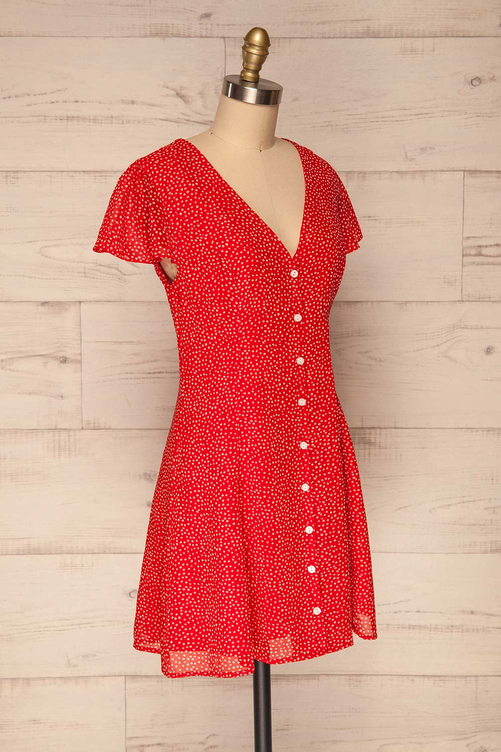 Valkyrie Red Polka Dot Short Dress | La petite garçonne  side view 