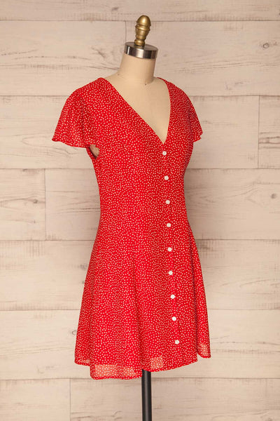 Valkyrie Red Polka Dot Short Dress | La petite garçonne  side view