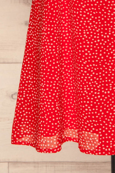 Valkyrie Red Polka Dot Short Dress | La petite garçonne  bottom close-up