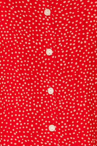 Valkyrie Red Polka Dot Short Dress | La petite garçonne fabric