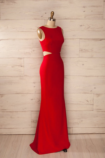 Vallata Fraise - Red waist cut-outs fitted gown