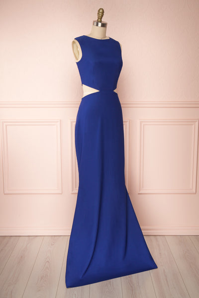 Vallata Bleuet Royal Blue Maxi Dress | La petite garçonne side view