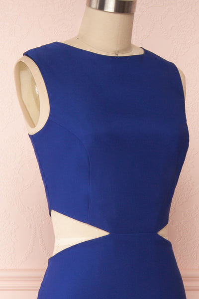 Vallata Bleuet Royal Blue Maxi Dress | La petite garçonne side close up