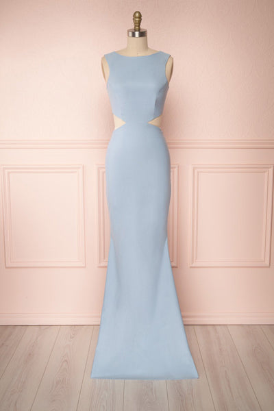 Vallata Celeste - Baby blue waist cut-outs fitted gown