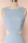 Vallata Celeste - Baby blue waist cut-outs fitted gown front close up