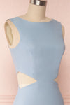 Vallata Celeste - Baby blue waist cut-outs fitted gown side close up
